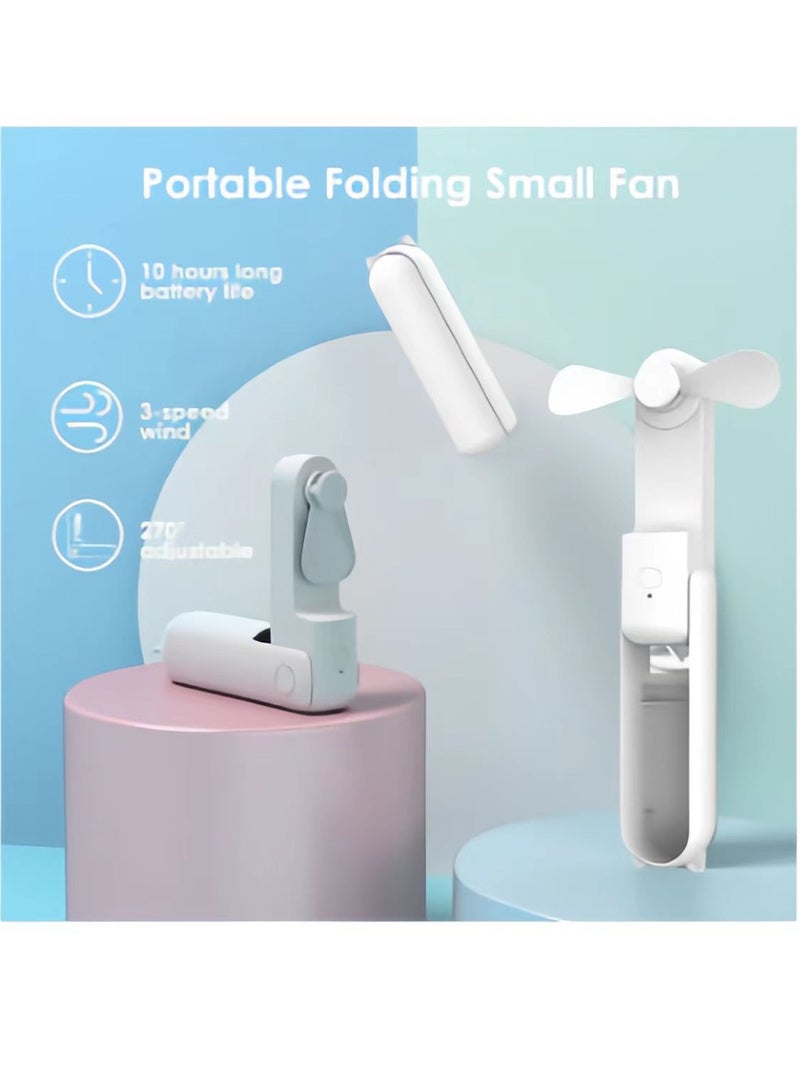 Loquat Mini Fan 3 IN 1 Rechargeable Hand Fan Foldable Small Fan With Power Bank Function 1200mAh Cooling Fan - Image 4