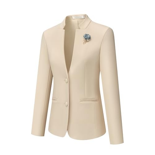 Kelyaa Women's 2 Piece Suit Skirt Set Business Office Work Blazer Jackets and Pencil Skirt with Slit Beige - Image 4