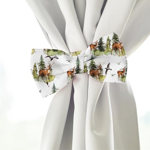 Whaline 12Pcs Christmas Watercolor Forest Cotton Fabric Bundles 18 x 22 Inch Green Christmas Tree Flower Deer Fat Quarter Xmas Quilting Patchwork for DIY Handmade Sewing Crafting - Image 5