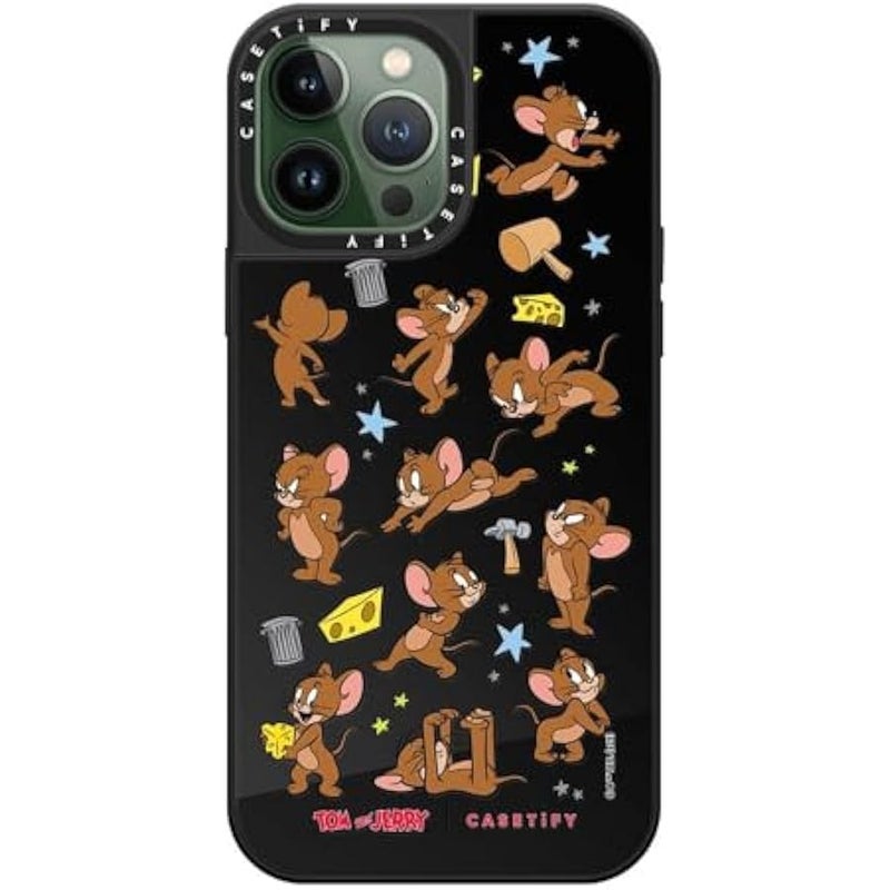 Casetify Mirror Case for iPhone 13 Pro Max 【Tom and Jerry Colab/Reflective / 4.9ft Drop Protection/Compatible with Magsafe】 - Jerry Pattern - Black on Black - Image 2