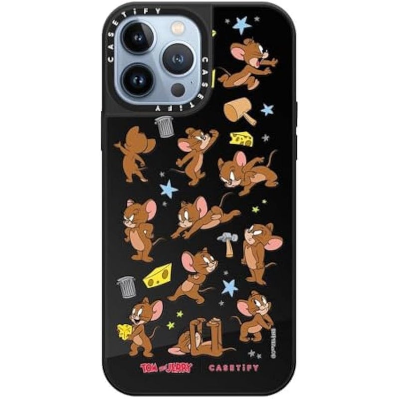 Casetify Mirror Case for iPhone 13 Pro Max 【Tom and Jerry Colab/Reflective / 4.9ft Drop Protection/Compatible with Magsafe】 - Jerry Pattern - Black on Black - Image 1
