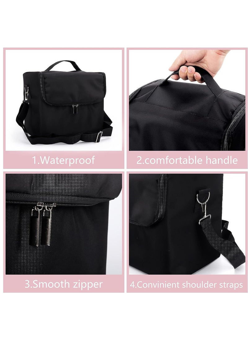 Large Makeup Carrying Train Case for Women Travel Tools Bag Waterproof Storage Box 4 Tier Professional Nail Organizer Case with Adjustable High-capacity Dividers for Nail Tools Jewelry Brushes Toiletry (Black) - Image 4