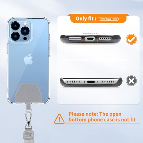 CACOE Phone Lanyard 2 Pcs Lengthened Adjustable Neck Strap,2 Pcs Patches,Universal Crossbody Multifuctional Cell Phone Lanyards Compatible with Most Smartphones(Black+Gray-2) - Image 3