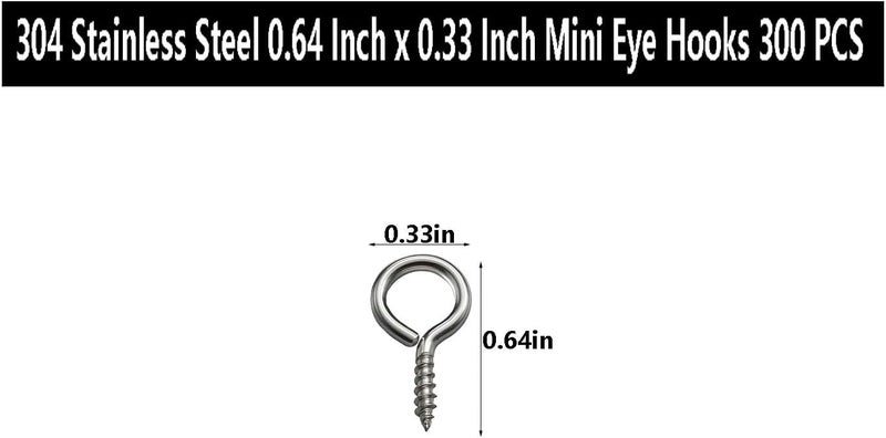 IDEALSV (304) Stainless Steel Small Screw Eyes 0.64x0.33 inch Eyelet Hooks Screws Ring 300 Pcs Small Jewelry Screw Hooks Eye Pins - Image 2