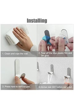 MIXDE Adhesive Hooks, Wall Hooks 16 Pack Heavy Duty Stainless Steel Wall Hooks Adhesive for Hanging Jackets, Kitchenware, Bathrobes, Bath Towels, Coat, Bag, Party Light Strip  - Image 2