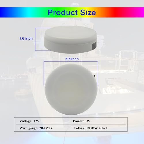 Vcanuplms Marine Boat Dome Lights 55 Inch RGBW LED Cabin Light with Toggle Switch 12V Boat Interior Light with Surface Mount - Image 3