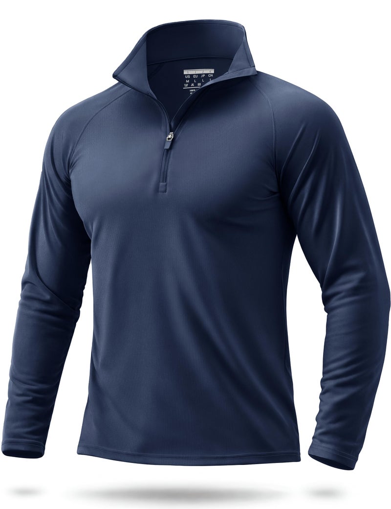 Boladeci Men Swim Shirt UPF 50+ UV Protection Sun Shirts Long Sleeve Gym Shirts Workout Shirts for Men Beach SPF Golf Rash Guard Athletic Tee T-Shirts Navy - Image 1
