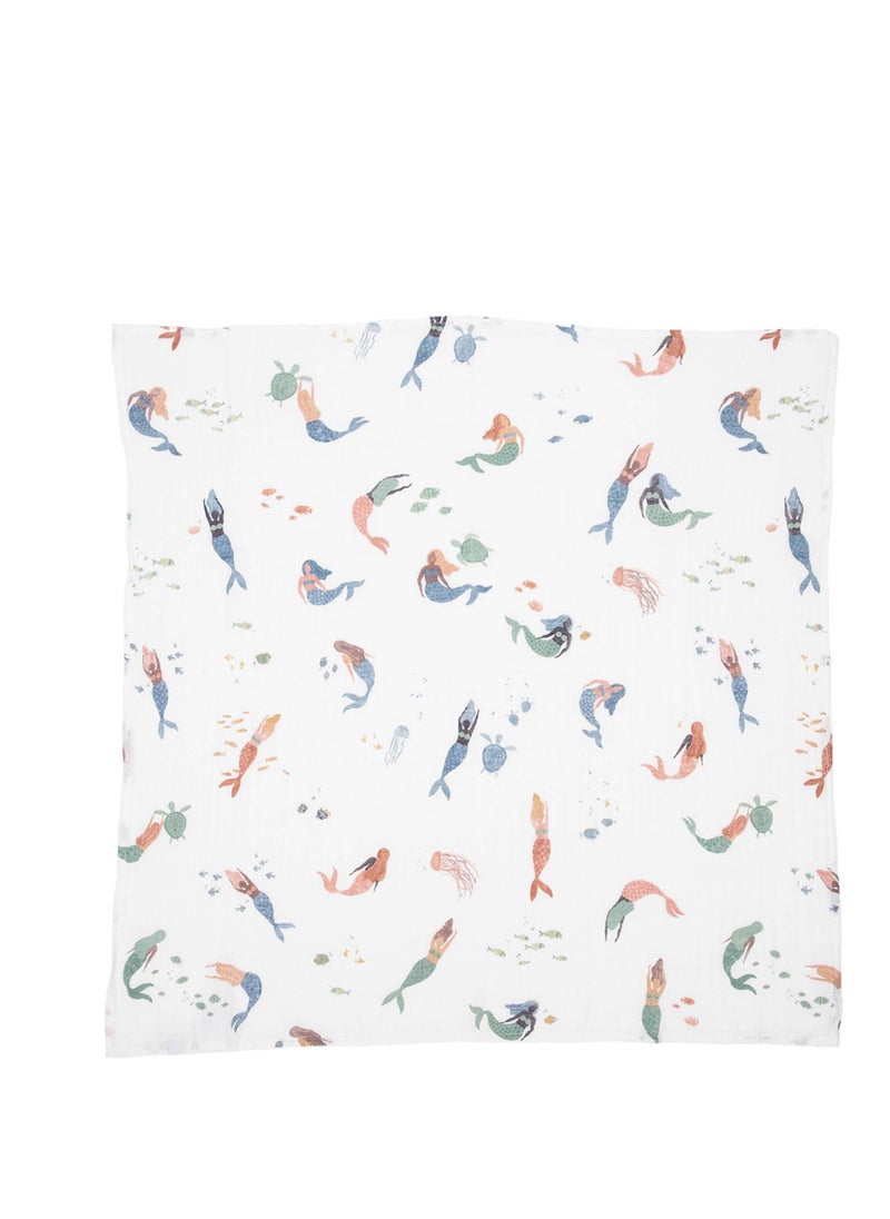 little unicorn Cotton Muslin Squares 4 Pack Mermaids Set  - Image 3