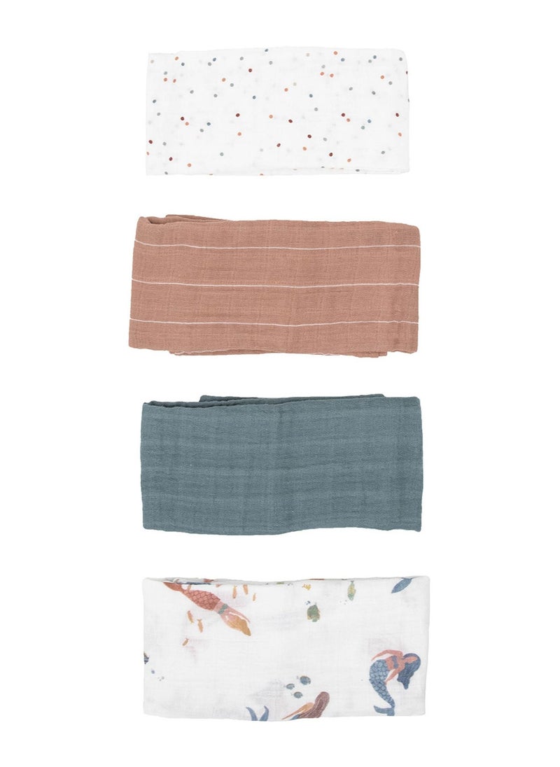 little unicorn Cotton Muslin Squares 4 Pack Mermaids Set  - Image 2
