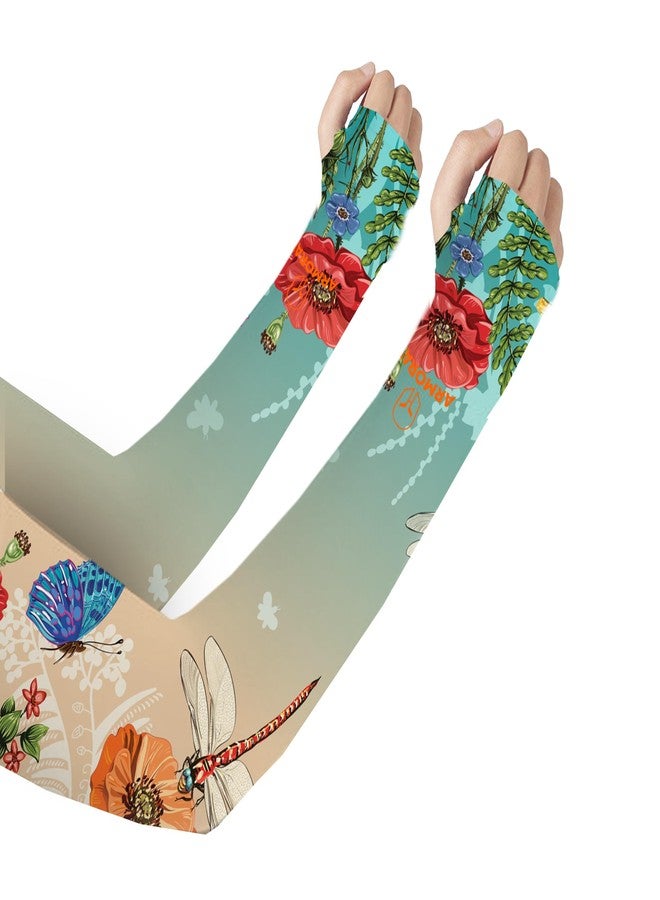 ARMORAY Gardening Sleeves Arm Protection for Women - Garden Sleeve for Women with UV Protection, Lightweight Sun Sleeve, Protective Sleeves for Arms for Outdoor Yard Work (Dragonfly Bloom 1 Pair) - Image 1