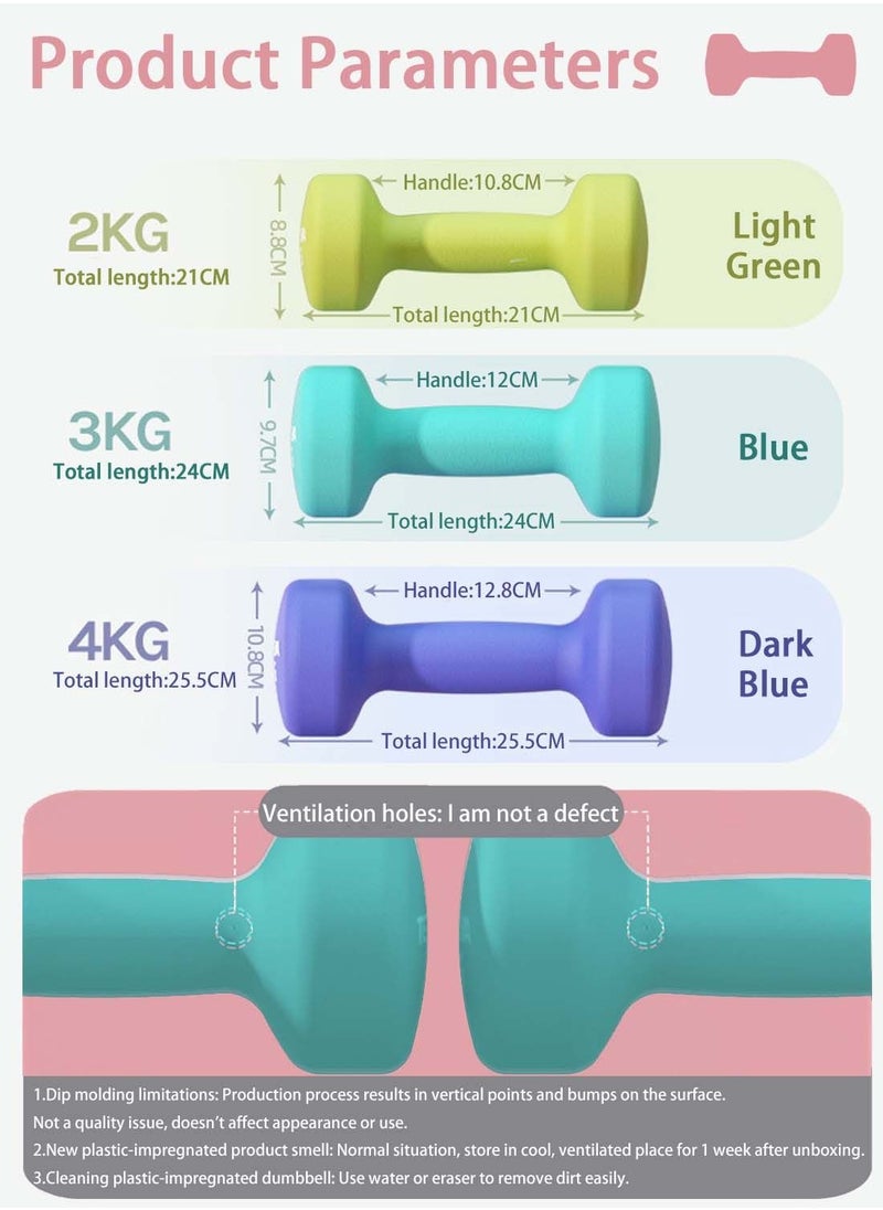 Viden - 18KG Cast Iron Dumbbell Set 3 Pairs 2KG 3KG 4KG Dip Plastic Men Ladies Body Workout Shape Fitness Exercise - Image 1