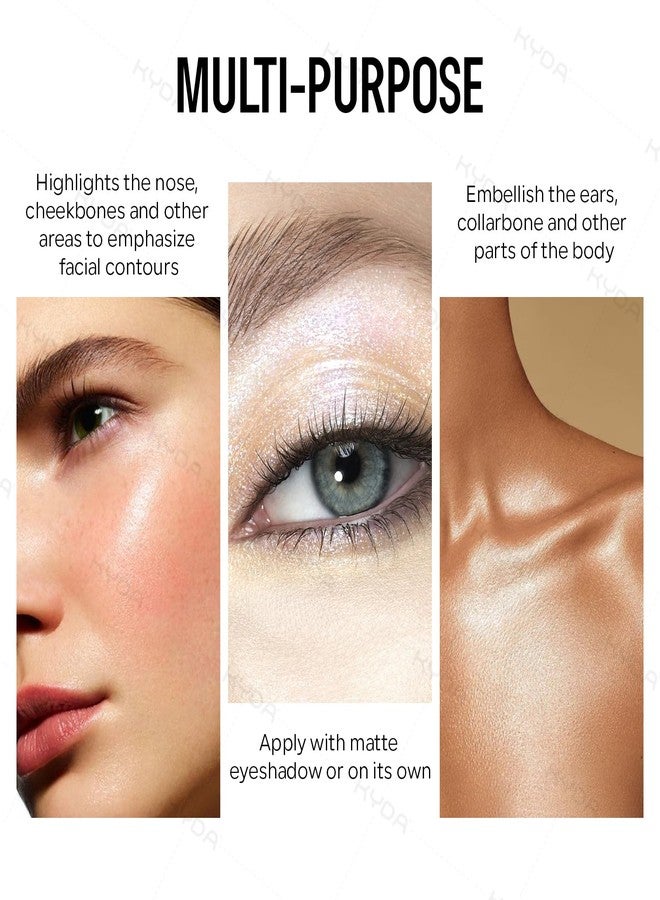 KYDA Liquid Highlighter, Natural Shimmer Tinted, Lasting Glossy Finish, Silky Creamy Lightweight Cover, Radiant Glow Face Enhancing Makeup, Body Liquid Illuminator-Champagne - Image 5