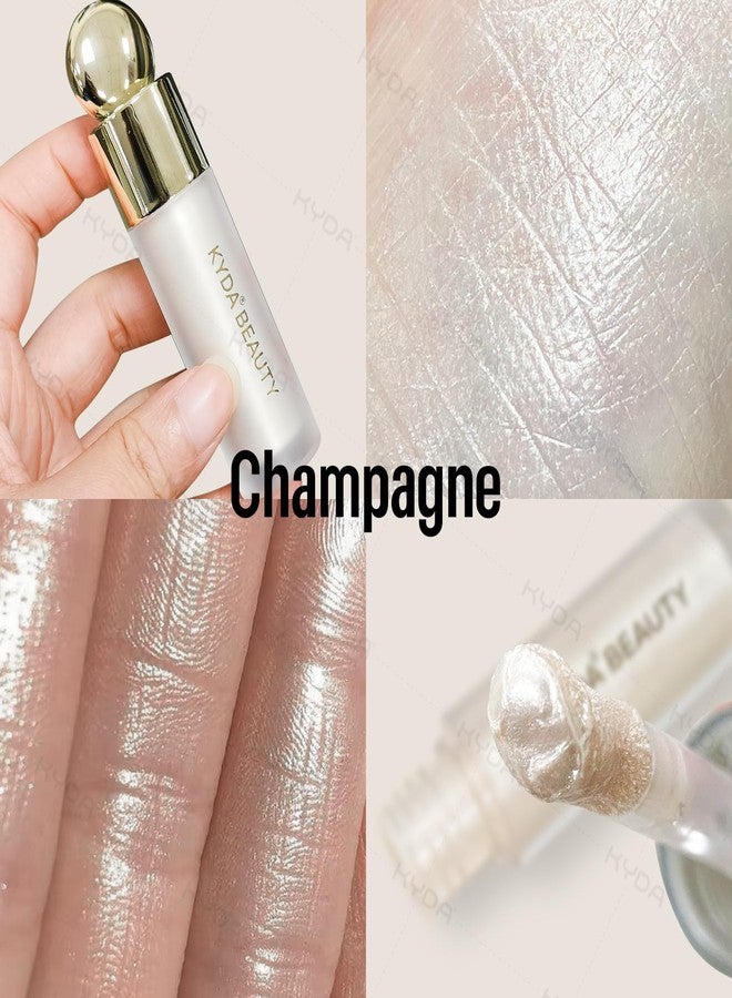 KYDA Liquid Highlighter, Natural Shimmer Tinted, Lasting Glossy Finish, Silky Creamy Lightweight Cover, Radiant Glow Face Enhancing Makeup, Body Liquid Illuminator-Champagne - Image 3