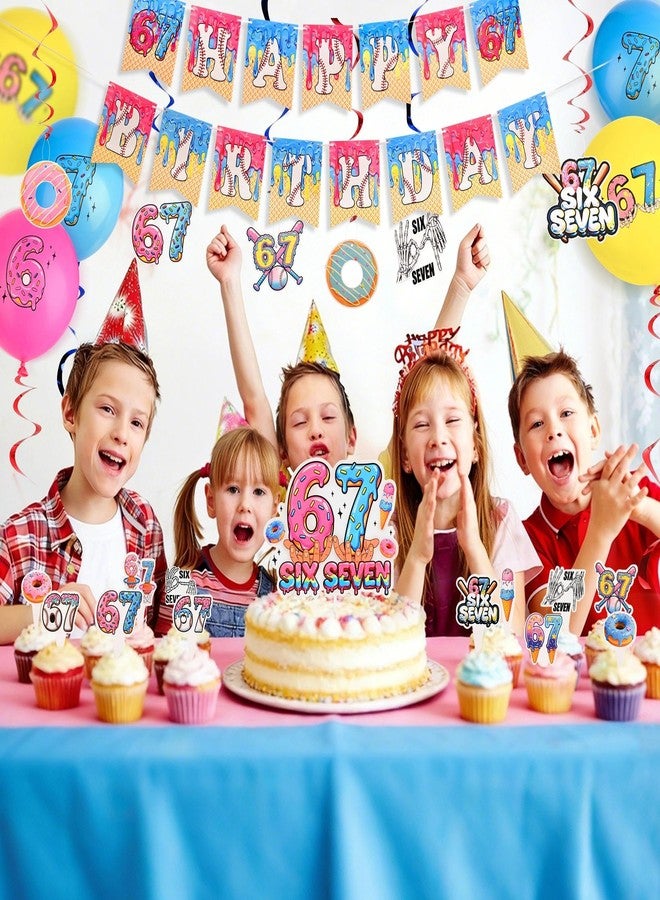 زينة عيد ميلاد 6-7، مجموعة زينة حفلات عيد ميلاد 6-7 ميمز البيسبول، تتضمن لافتة معلقة على شكل كرة بيسبول، زينة كبيرة للكيك، زينة للكب كيك، بالونات لحفلات أعياد الميلاد أو أي مناسبة أخرى. - Image 2