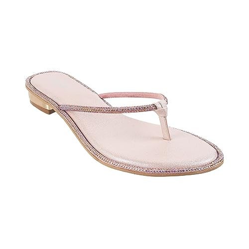 Metro Women Rose Gold Flat Fashion Chappal UK/6 EU/39 (35-392) - Image 2