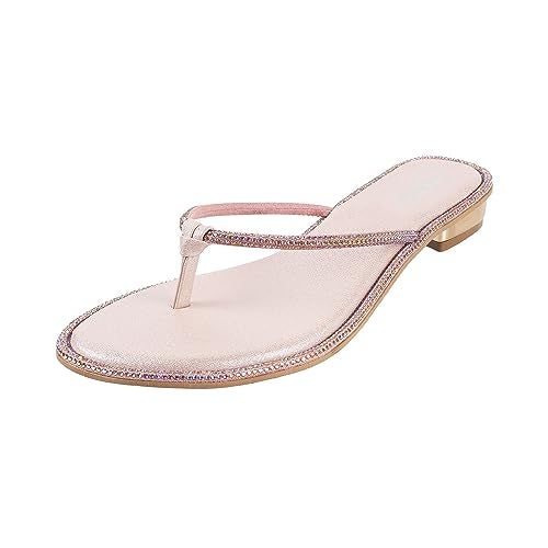 Metro Women Rose Gold Flat Fashion Chappal UK/6 EU/39 (35-392) - Image 1