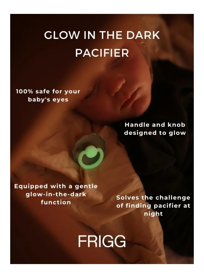 FRIGG Daisy Silicone Baby Pacifier 0-6M 2-Pack Cream Night/Croissant Night -Size 1