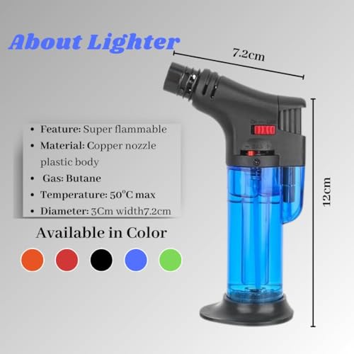 Partish Gas Lighter for Kitchen, Gas Stove, Windproof Blow Torch Jet Lighter for BBQs, Bonfire, Candle, Easy to Use, Multicolor, Pack of 1 - Image 2