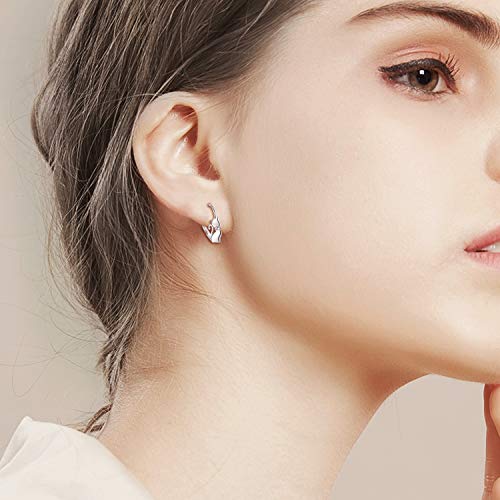 LUHE Cat Earrings Sterling Silver Cute Cat Earrings Small Animal Cats Leverback Dangle Hoop Earrings Dangles Jewelry Christmas Gifts for women cat Lovers - Image 2