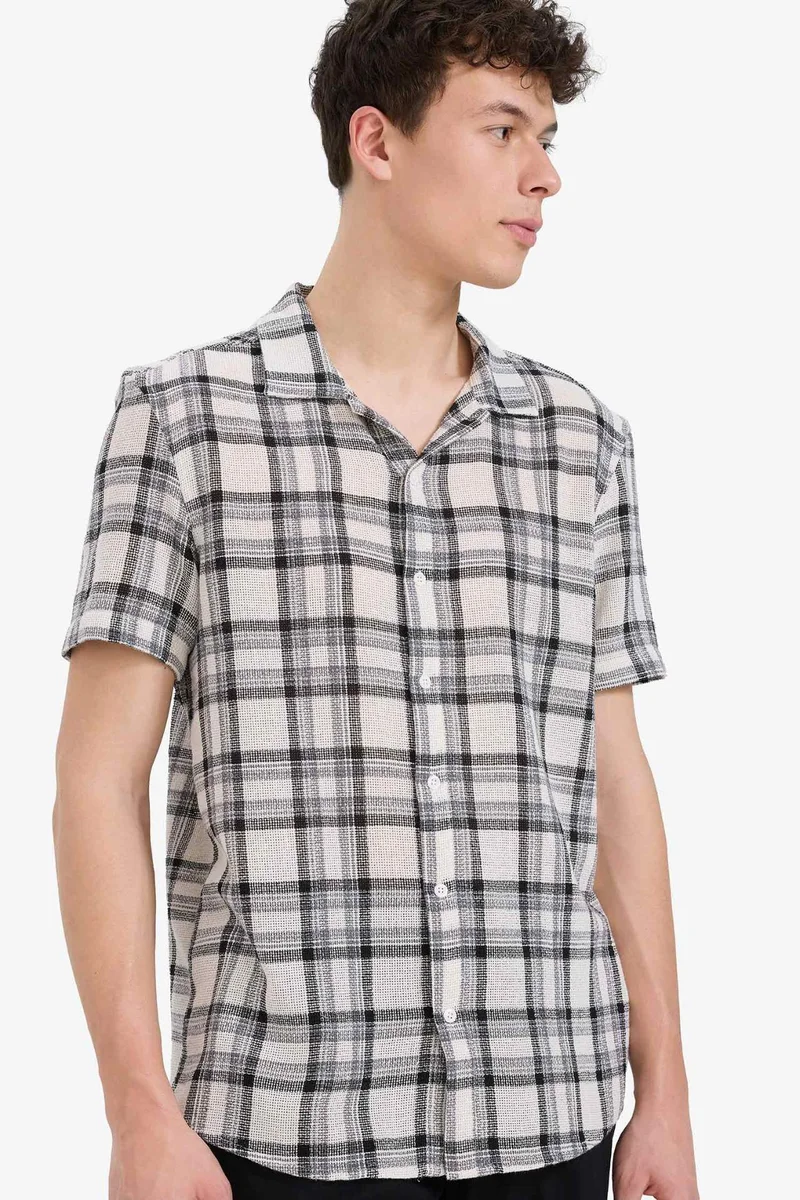 DeFacto Regular Fit Checkered Summer Cotton Shirt