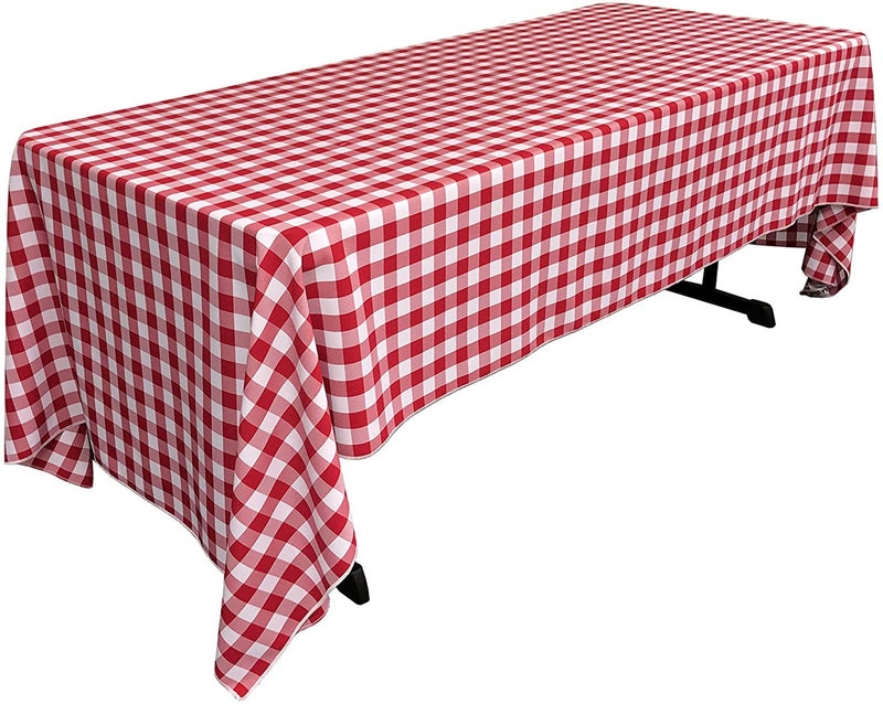 LA Linen Checkered Tablecloth, 60 by 120-Inch, Red - Image 5