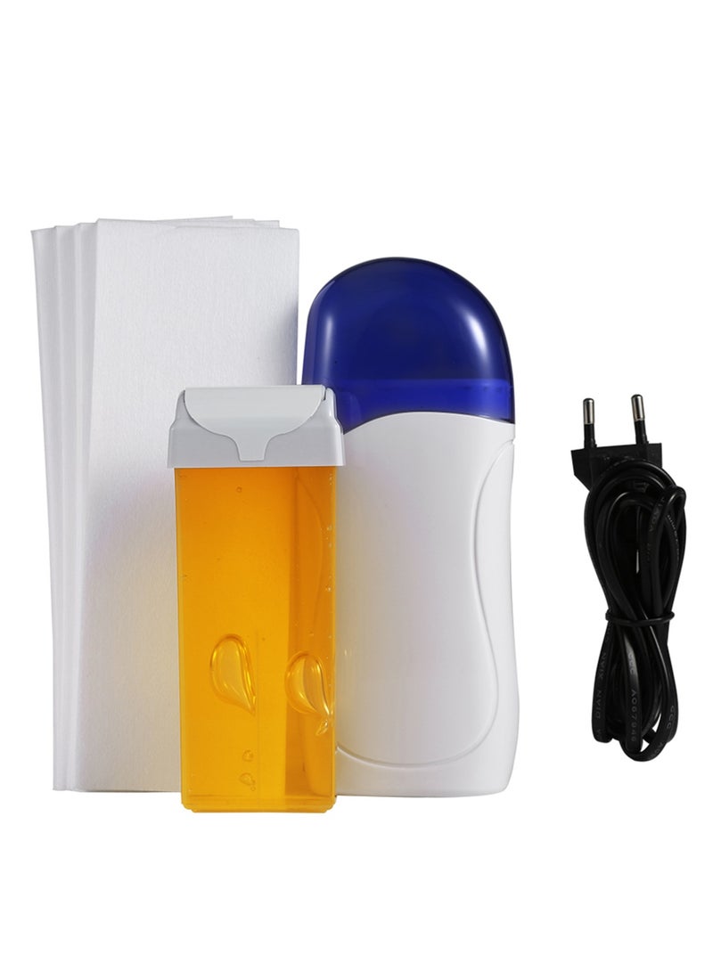 DubaiGallery 100 جرام خرطوشة العسل الشمع مزيل الشعر + لفة على سخان الشمع دفئا 100 قطعة ورقة لنزع الشعر النساء إزالة الشعر الشمع دفئا - Image 1