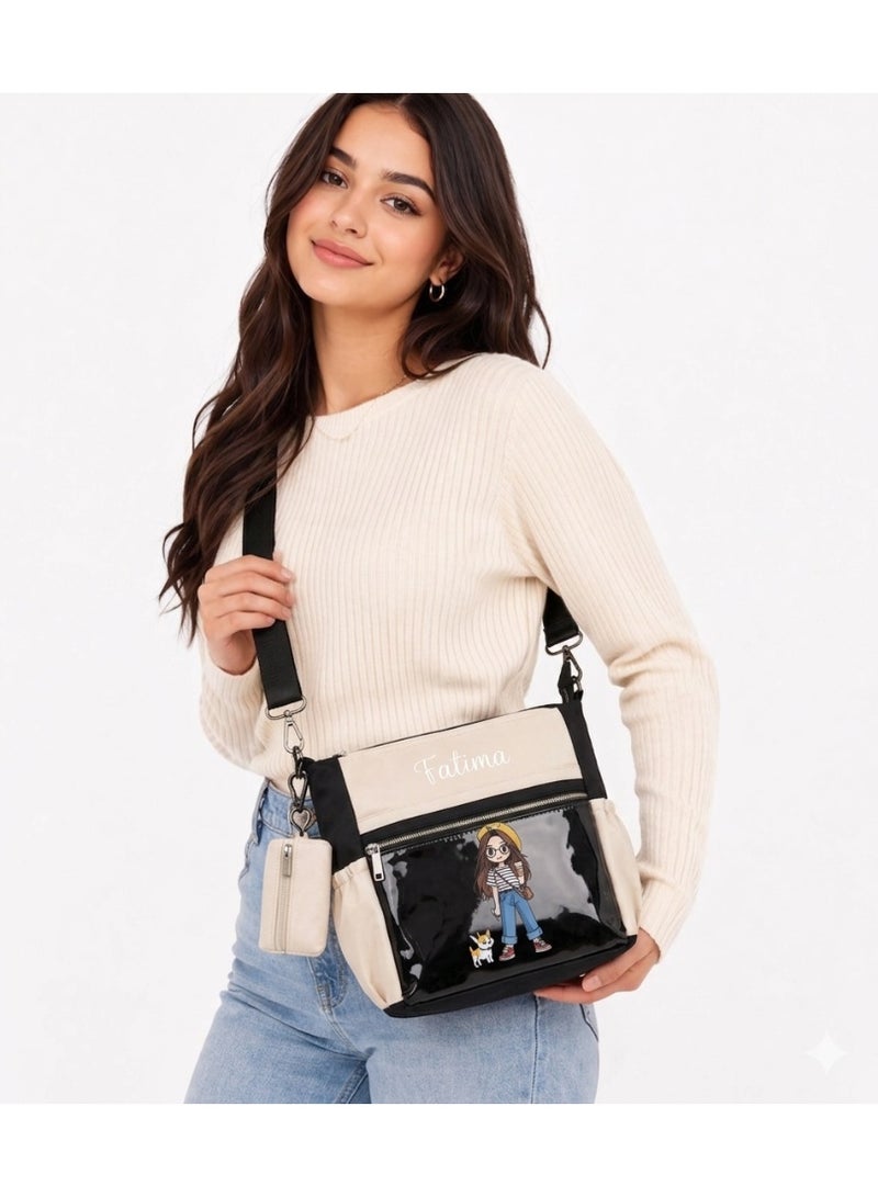 Cute Girls Crossbody Bag with Multiple Pockets, Stylish Shoulder Bag, Includes Small Pouch, Lightweight, for School and Daily Use FTM - Image 3