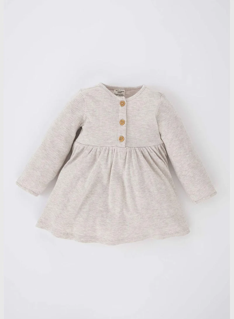 DeFacto Ribbed Button-Front Dress