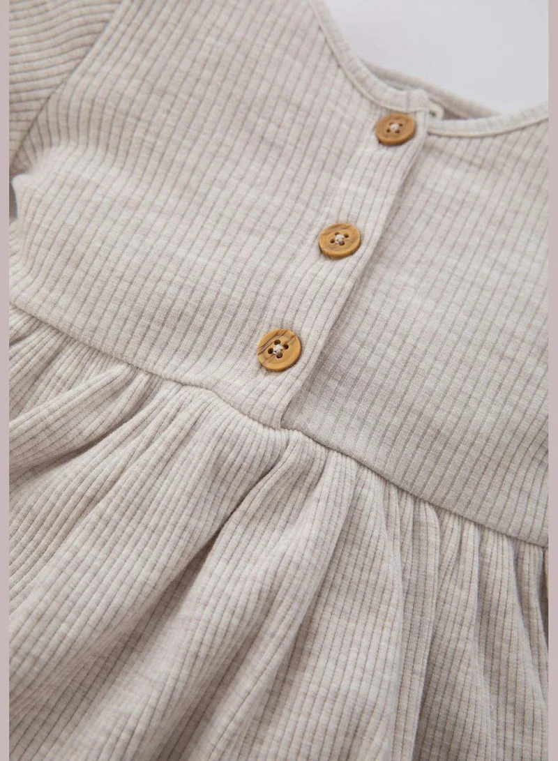 DeFacto Ribbed Button-Front Dress