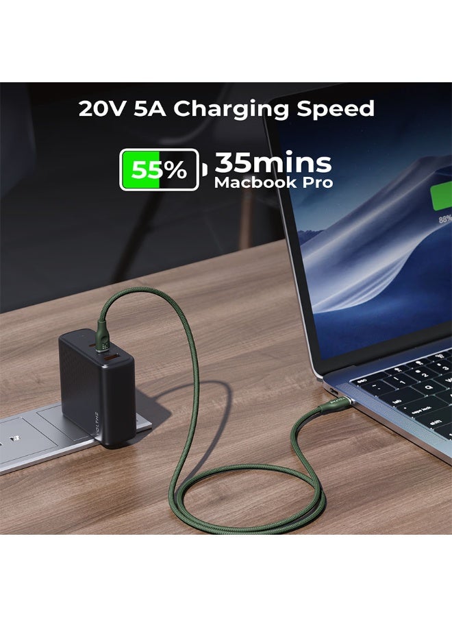 Voltme Rugg Series Nylon Cable USB-C To USB-C 1m 100W - Green - Image 5