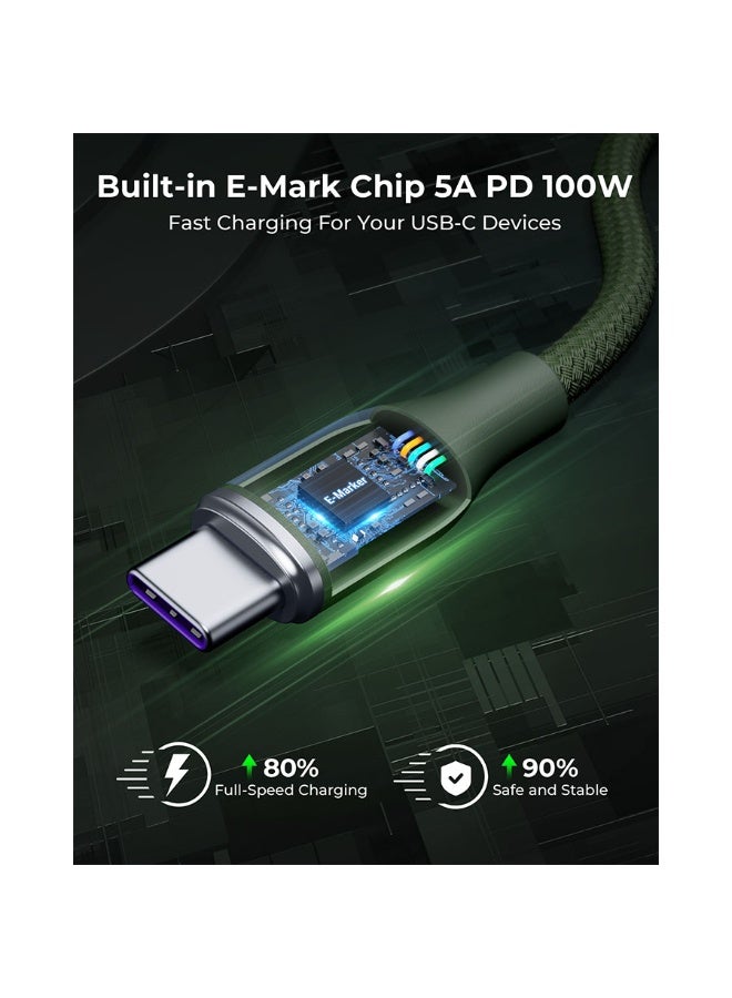 Voltme Rugg Series Nylon Cable USB-C To USB-C 1m 100W - Green - Image 4