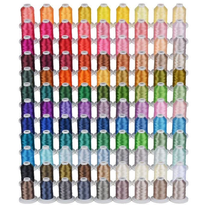 EMBROIDERY THREAD 800 YARDS SNAP SPOOLS 108 MADEIRA COLORS COMPATIBLE WITH BROTHER BABYLOCK JANOME SINGER HUSQVARNA EMBROIDERY AND SEWING MACHINE