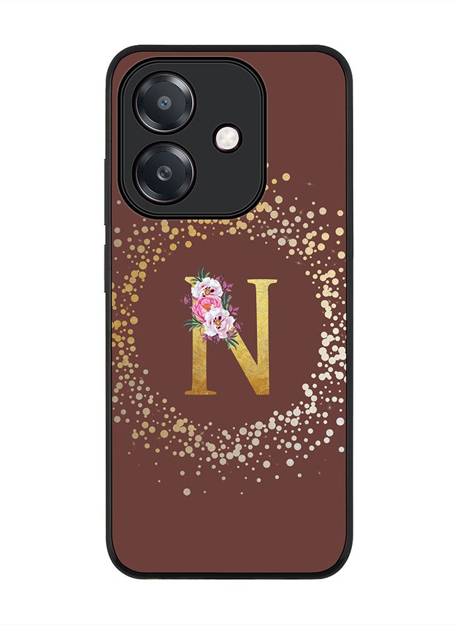 Stylizedd For Oppo A5i Case,Slim fit Camera Protection, Shockproof Thin Phone cover  - Custom Monogram Floral - N  (Brown )