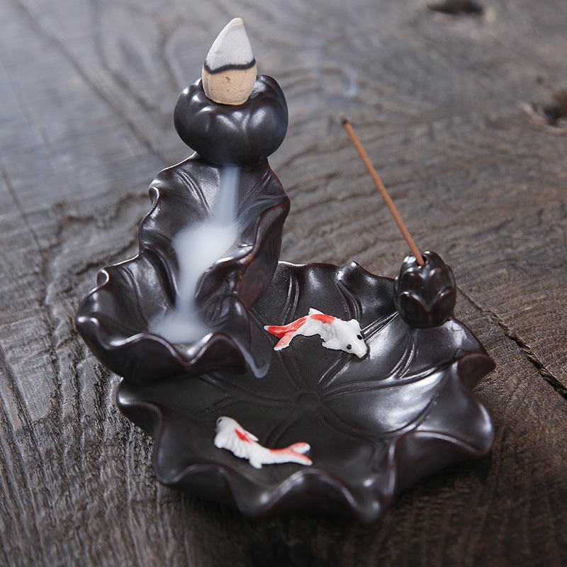 Sandalwood Aquilinum Small Lotus Backflow Incense Censer Ornaments Ceramic Incense Censer Home Crafts Ornaments Creative - Image 5