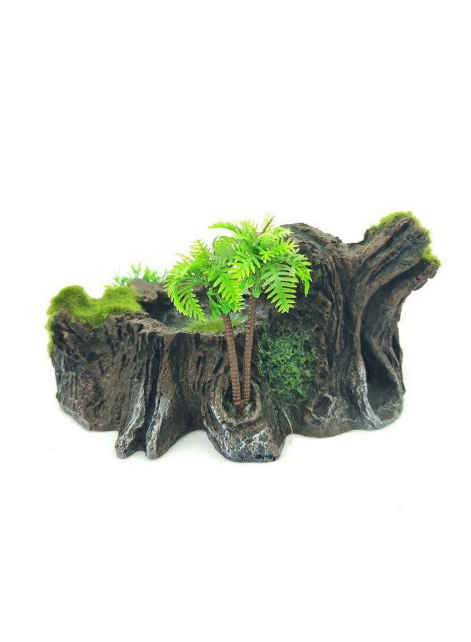 Chneeu Plastic Reptile Tank Decor Resin Reptile Platform Artificial Tree Trunk Design Reptile Water Dish Water Bowl For Lizard, Gecko, Water Frog, Other Reptile  - Image 3