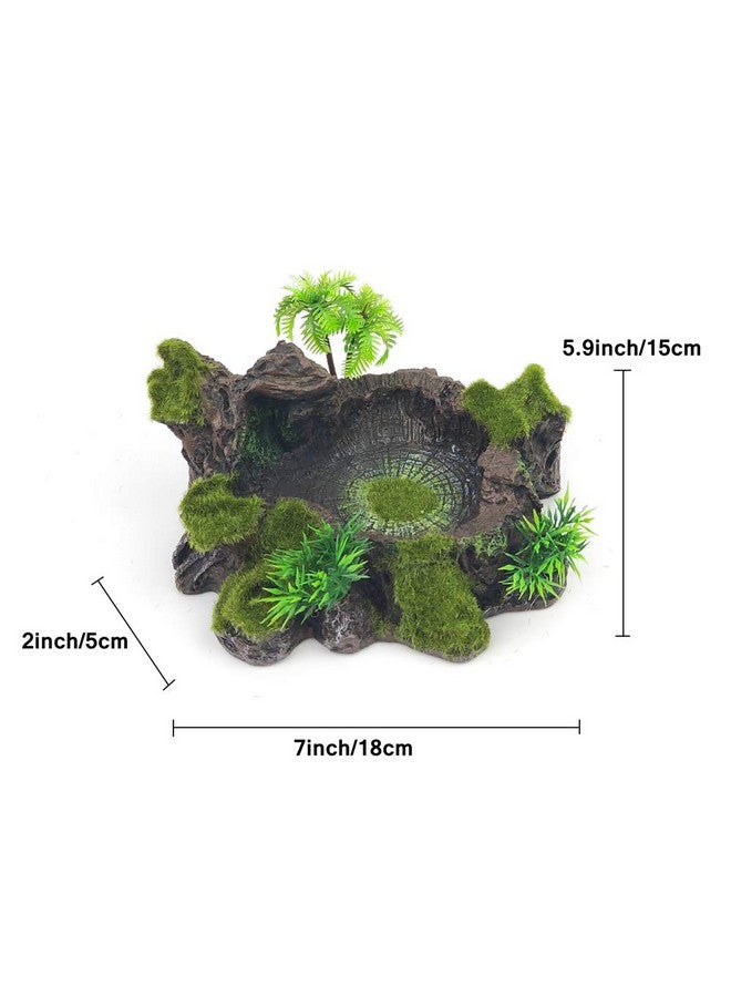 Chneeu Plastic Reptile Tank Decor Resin Reptile Platform Artificial Tree Trunk Design Reptile Water Dish Water Bowl For Lizard, Gecko, Water Frog, Other Reptile  - Image 4