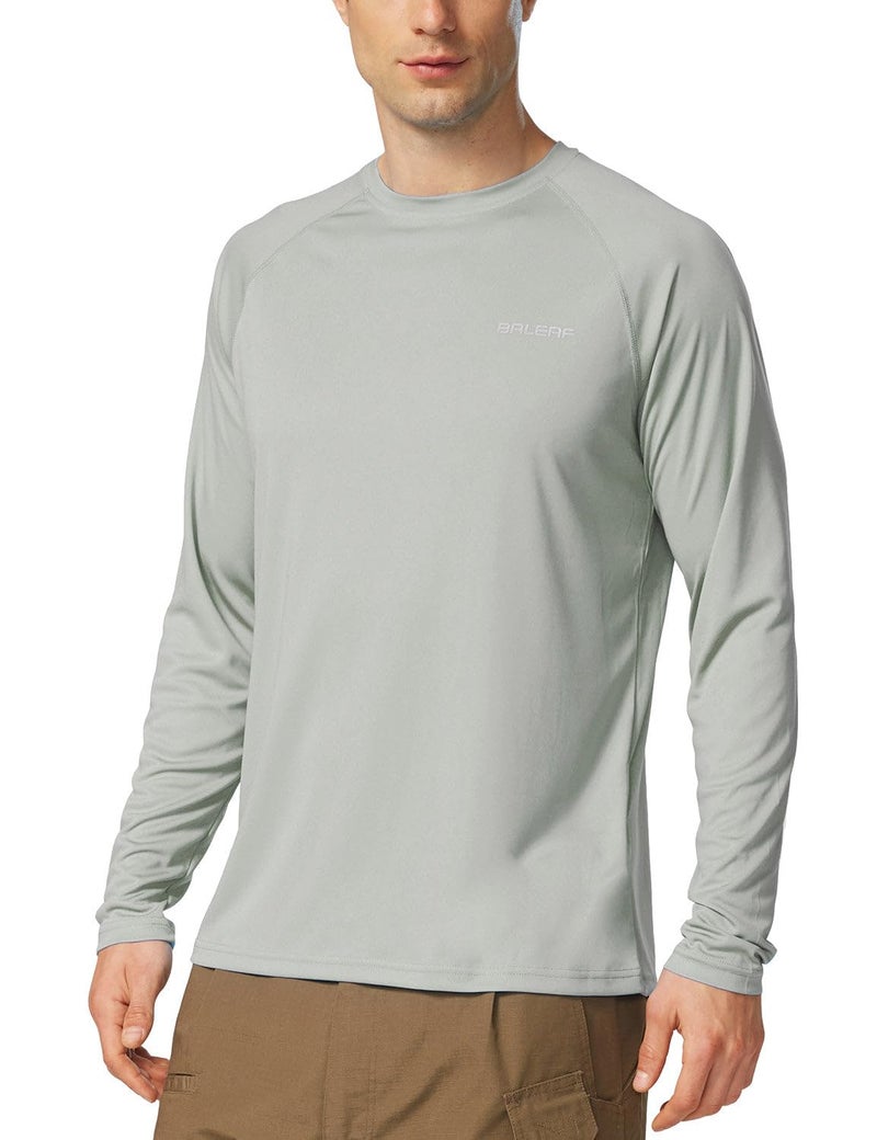 baleaf Men's Rash Guard Shirts Fishing Long Sleeve UV Sun Protection SPF T-Shirts UPF 50+ Lightweight Beach Gray Size M - Image 1