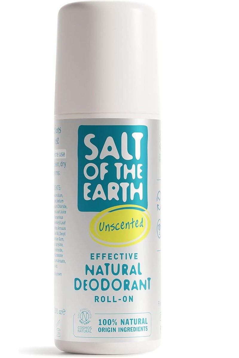 Salt Of the Earth Salt of the Earth - Natural Deodorant Roll On - Effective Protection, 100% Natural Origin Ingredients, Vegan, Fragrance Free, Suitable for Women, Men & Kids - Unscented - 75ml  - Image 1