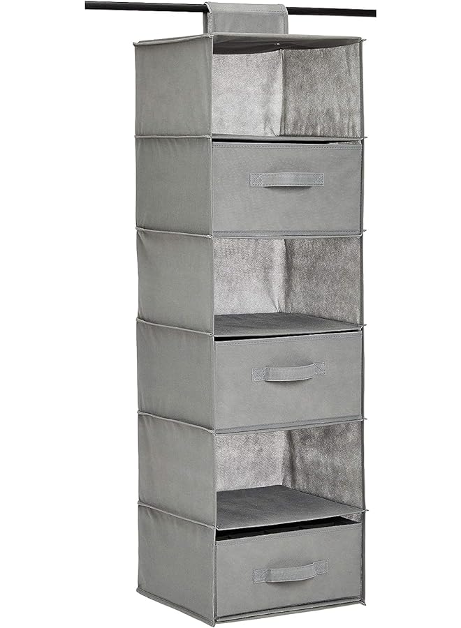 Zaboon Basics 6Tier Hanging Shelf Closet Storage Organizer With Removable Drawers - Image 1