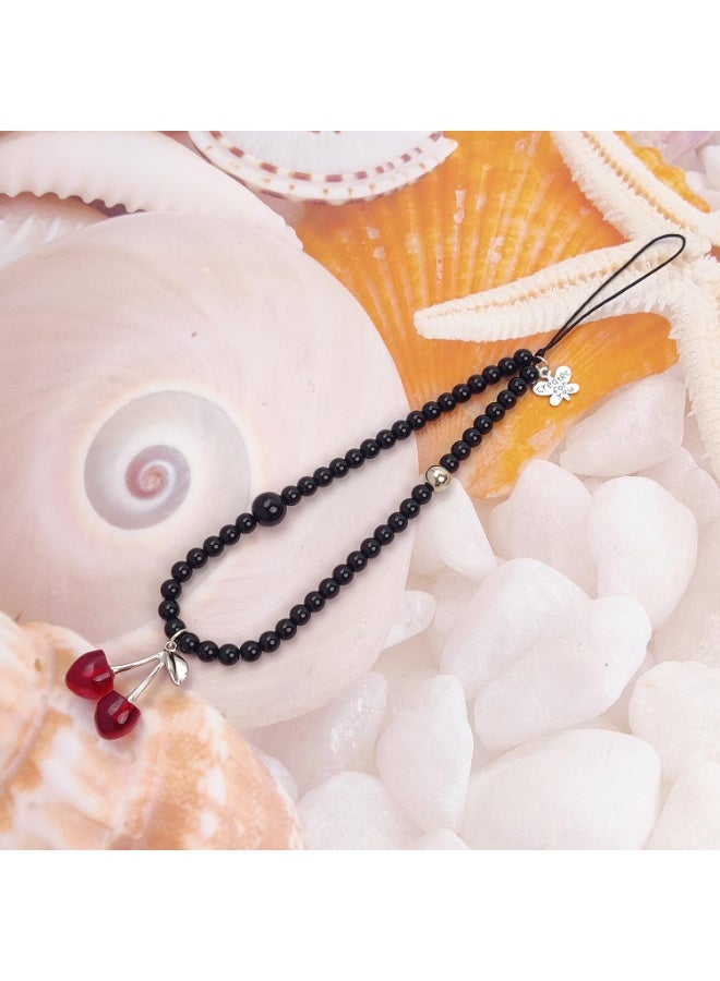 Cute Cherry Butterfly Phone Charm Wrist Lanyard Strap, Portable Decor Pendant for Cell Phone, Bag, Airpods, Camera, Daily Carry Accessory - Image 2