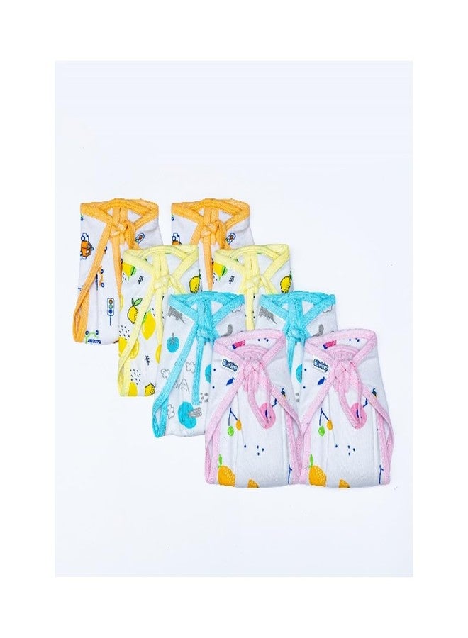 Bumsies Tie up Nappy For Babies, Reusable, Washable Soft Muslin Cotton Padded Nappy/Langot for New Born Baby | Gentle on Baby Skin, Pack of 8 | Small, White, Printed - Image 1