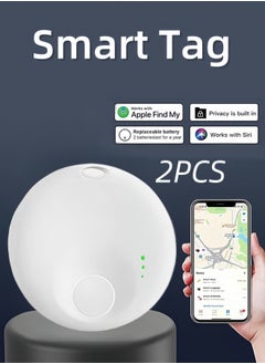 2-Pack Smart Bluetooth Tracker for Apple Devices – Compatible with Apple Find My & Siri – GPS Location Tag with Replaceable Battery – Track Keys, Bags, Wallets, and Luggage