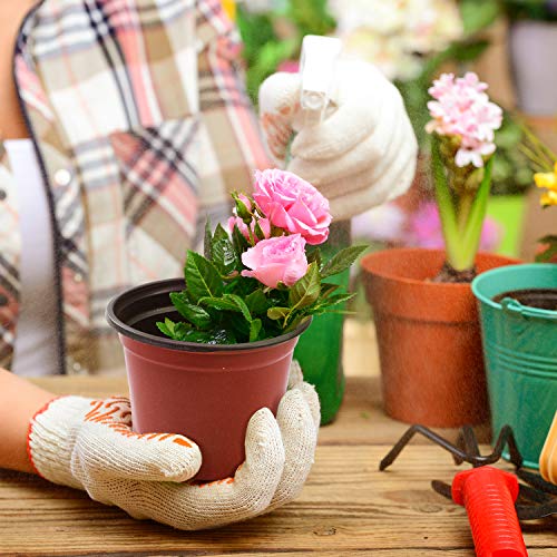 Delxo 4” Nursery Pots 100 Pcs Plastic Small Plant Pots with Drainage Holes, Flexible Seed Starter Pots for Seedlings, Cuttings & Transplanting, Reusable Flower Pots for Indoor Outdoor Plants, Red - Image 4