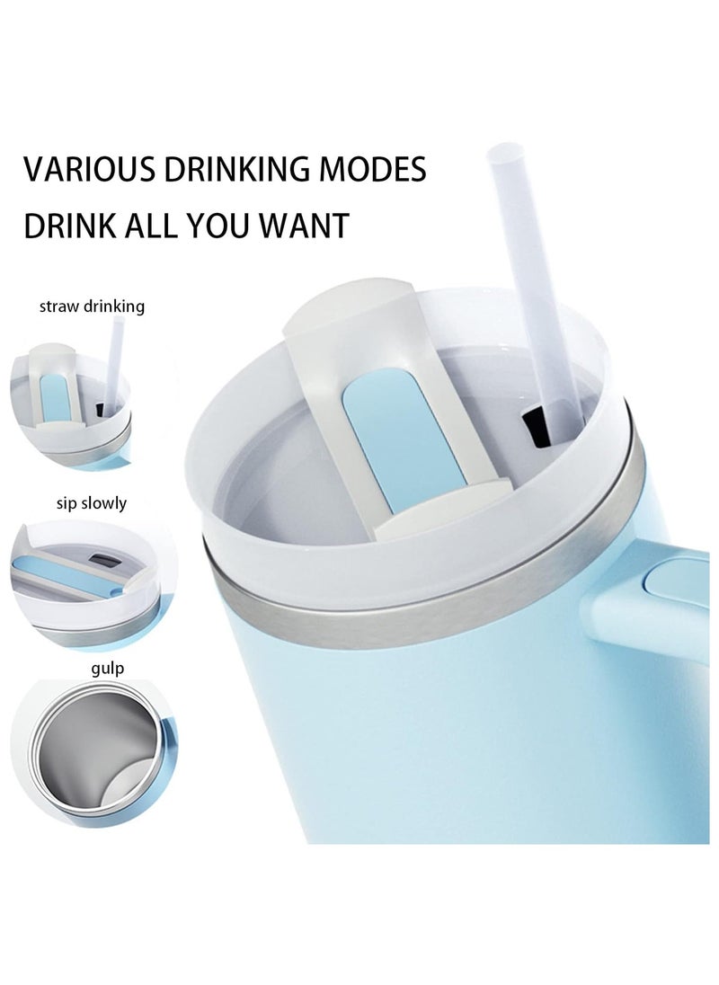 Raxoom - Stainless Steel Vacuum Insulated Tumbler with Lid and Straw for Water, Iced Tea or Coffee, Smoothie and More, Light Blue Quartz, 40 oz - Image 1