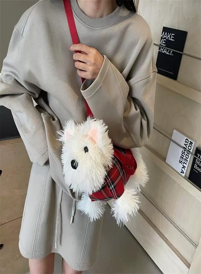 Ueeksry Cute Dog Plush Crossbody Bag for Women, Cute Furry Fuzzy Dog Western Highlands Backpack Kawaii Stuffed Animal Shoulder Bag - Image 2