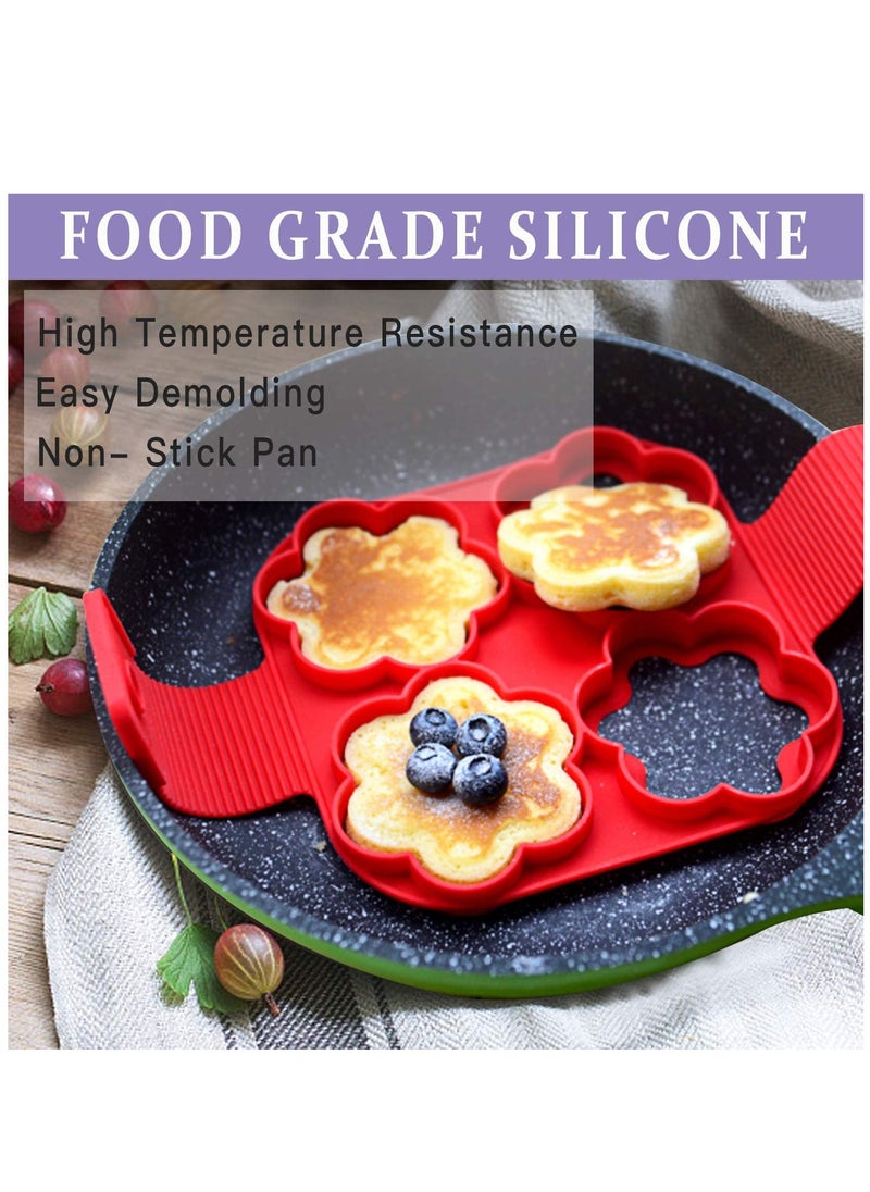 SYOSI - Silicone Egg Ring, 100% Food Grade Egg Cooking Rings, Egg Rings Non Stick, Perfect Fried Egg Mold or Pancake Rings, Reusable, Pancake Maker with 4 Cavity Heart Round Star 4pcs - Image 1