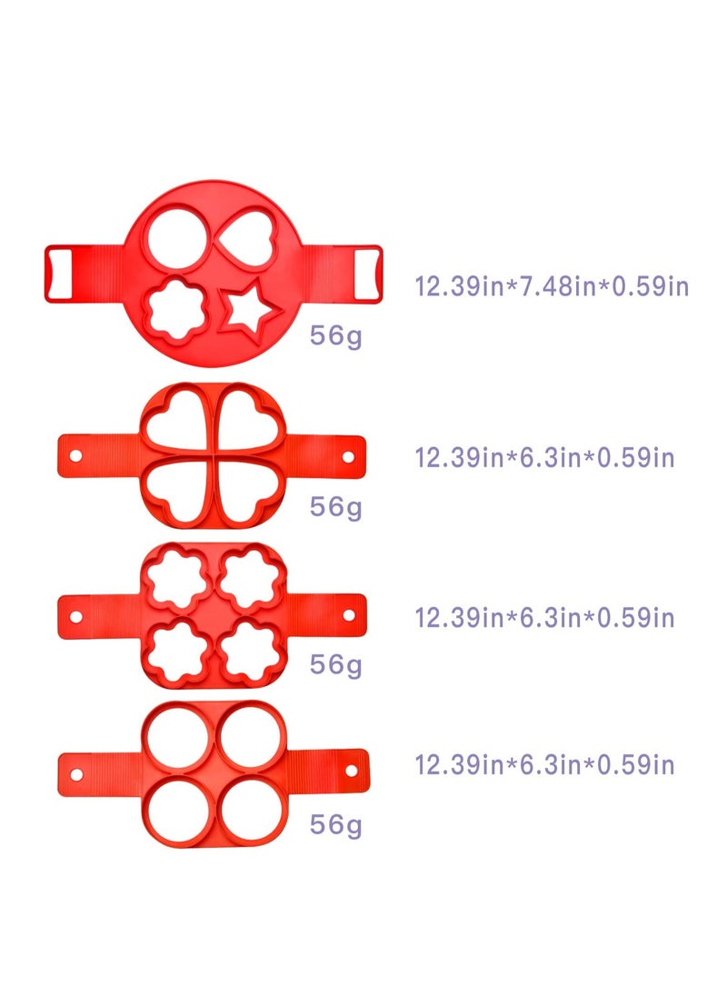 SYOSI - Silicone Egg Ring, 100% Food Grade Egg Cooking Rings, Egg Rings Non Stick, Perfect Fried Egg Mold or Pancake Rings, Reusable, Pancake Maker with 4 Cavity Heart Round Star 4pcs - Image 1