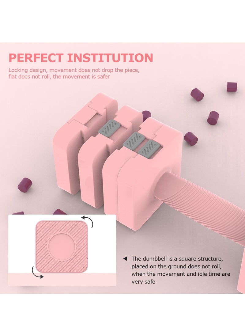 PrimeOz - Adjustable Dumbbell 10 KG Set of 5kg Pair Black Square shape Switch adjustable dumbbells-Pink - Image 1