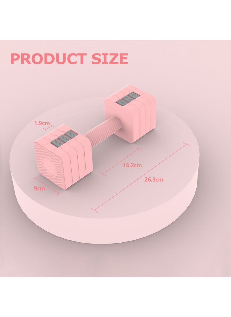 PrimeOz - Adjustable Dumbbell 10 KG Set of 5kg Pair Black Square shape Switch adjustable dumbbells-Pink - Image 1
