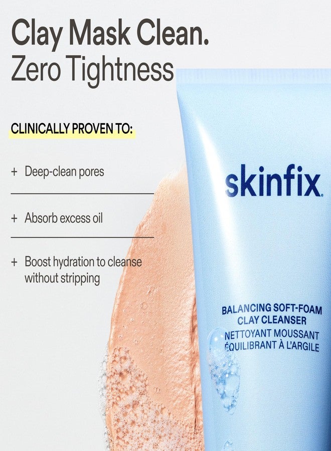 Skinfix Balancing Soft-Foam Clay Cleanser - Purifies, Unclogs + Minimizes Pores Like a Mask - For Oily/Combination & Acne-Prone Skin - Image 2